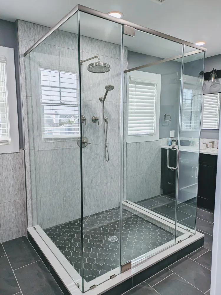 Black grid shower door